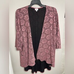 LuLaRoe Pink Floral Lace Cardigan